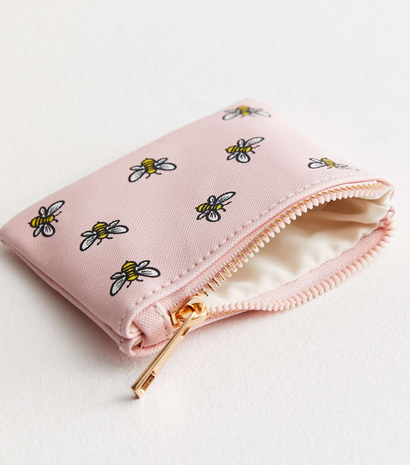 Pink Leather-Look Bee Zip Small Purse Image 3