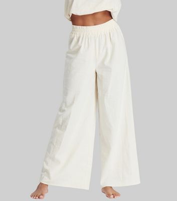 Girls Cream Mid Rise Wide Leg Cargo Trousers  New Look