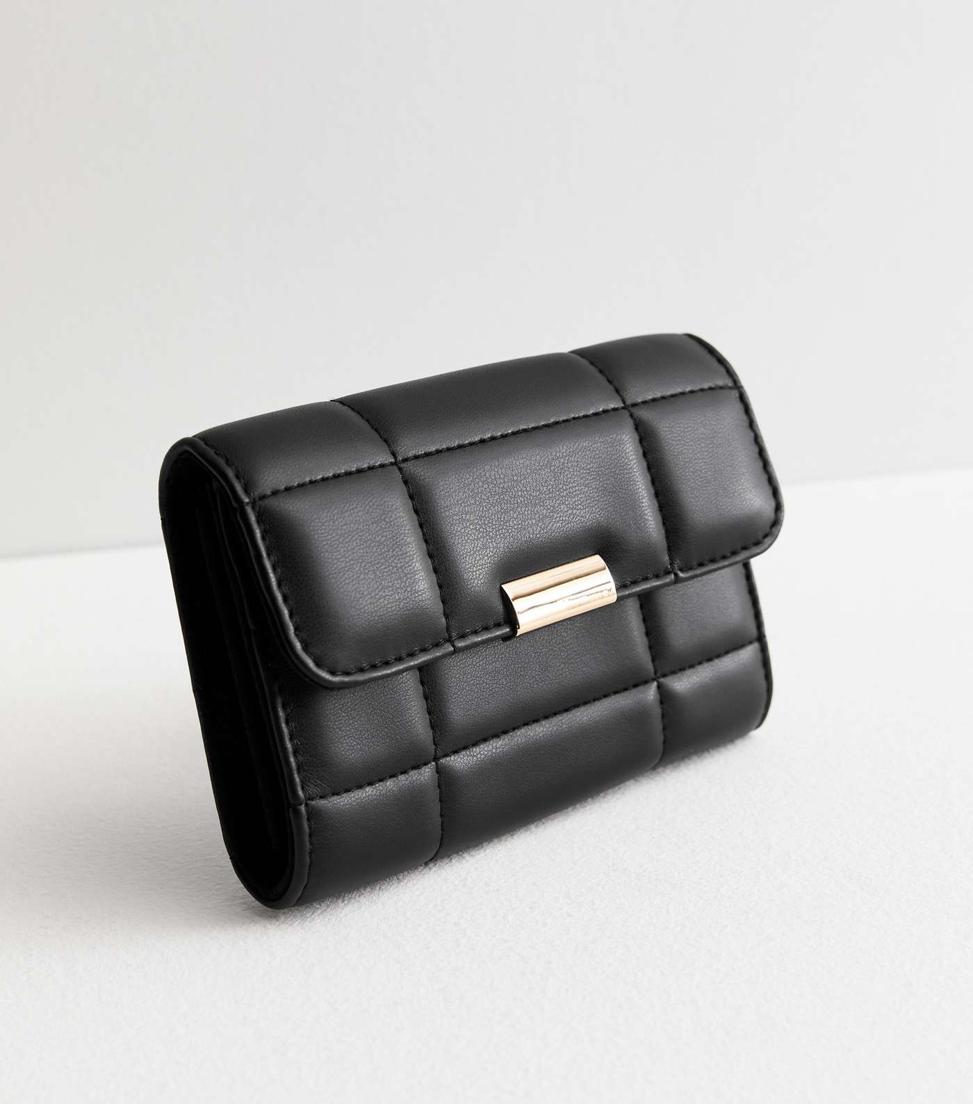 Black Leather-Look Quilted Purse