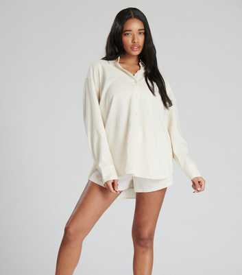 South Beach Cream Linen-Look Oversized Shirt