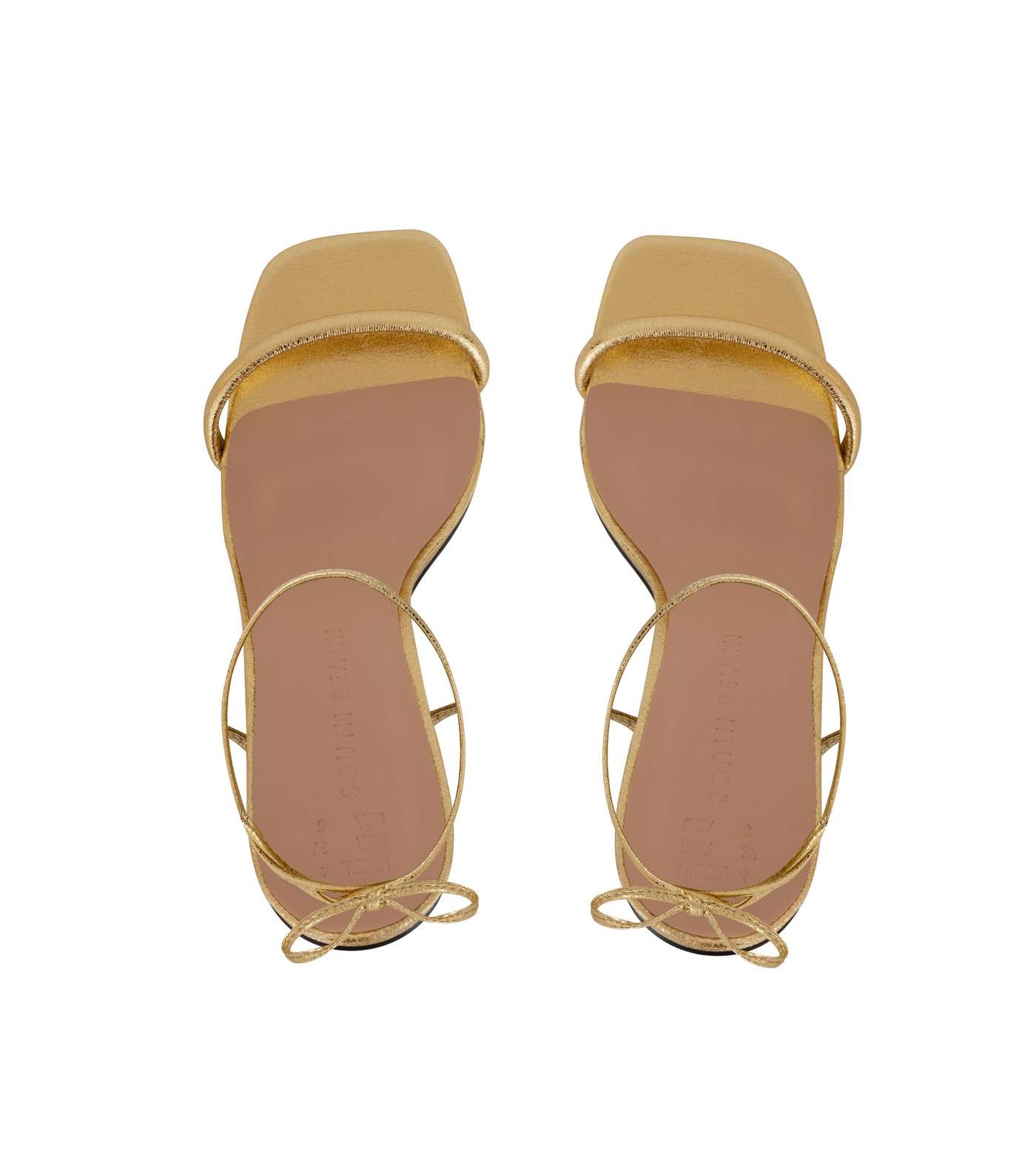 South Beach Gold Tie Faux Bamboo Heel Sandals Image 4
