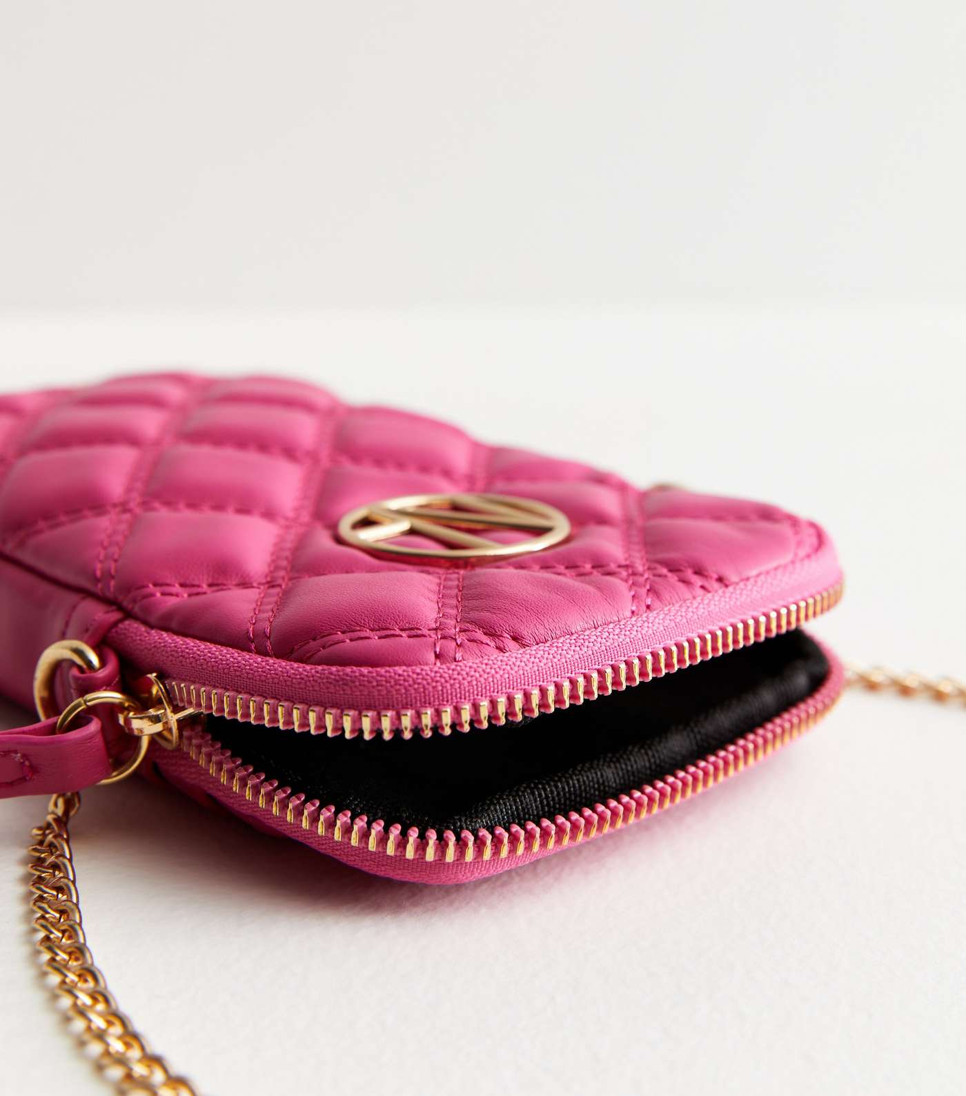 Bright Pink Quilted Leather-Look Cross Body Phone Bag Image 4
