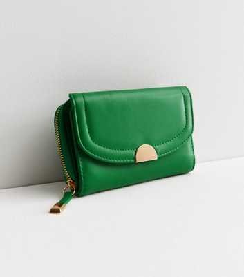 Green Leather-Look Midi Purse