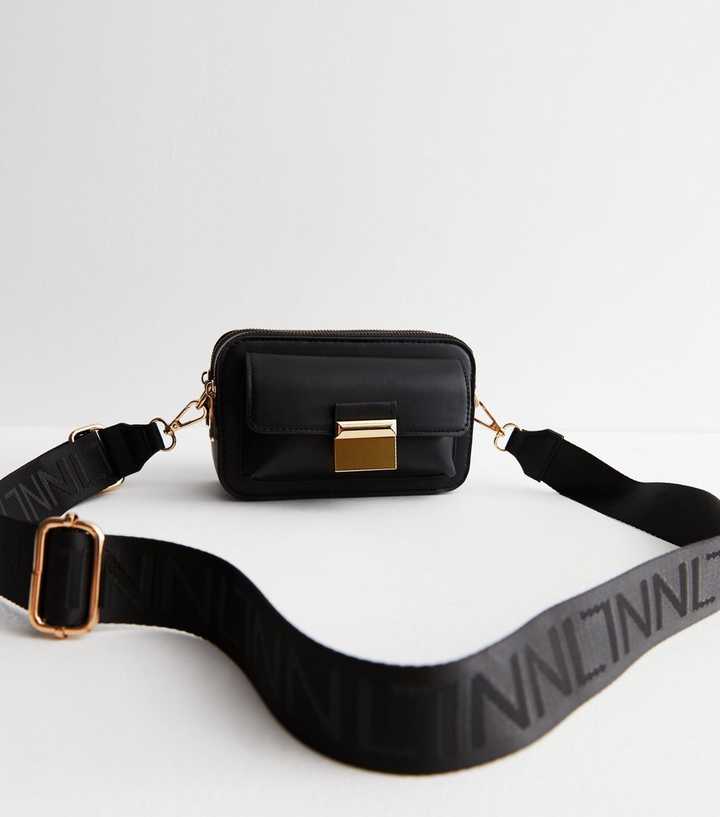 New Look Black Monogram Bag Strap