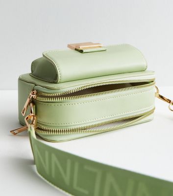 Light Green Logo Strap Cross Body Bag New Look
