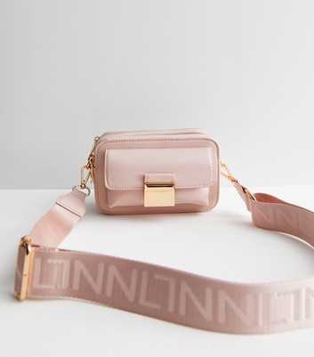 Pale Pink Logo Strap Cross Body Bag