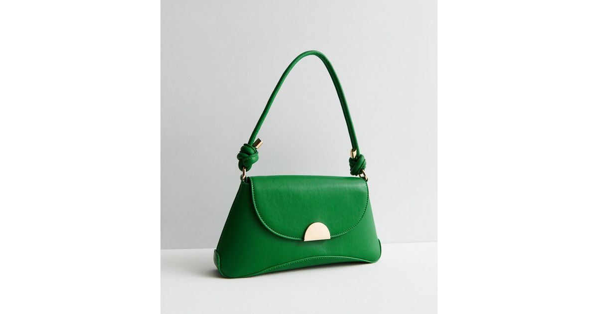 Green LeatherLook Knot Strap Shoulder Bag New Look