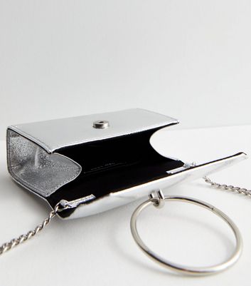 New look silver online clutch