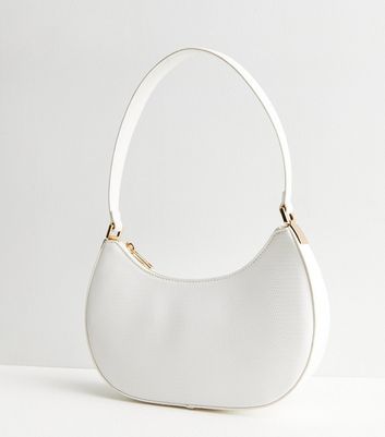 White Faux Snake Scoop Shoulder Bag New Look