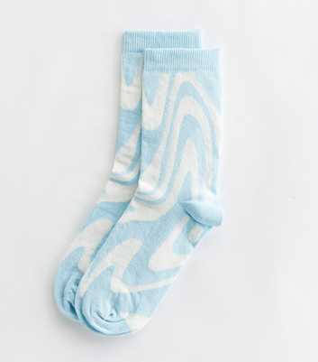 Blue Retro Swirl Socks