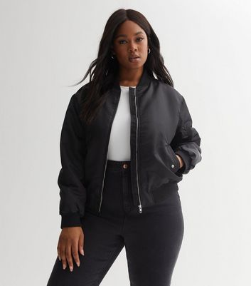 Black bomber jacket womens plus outlet size