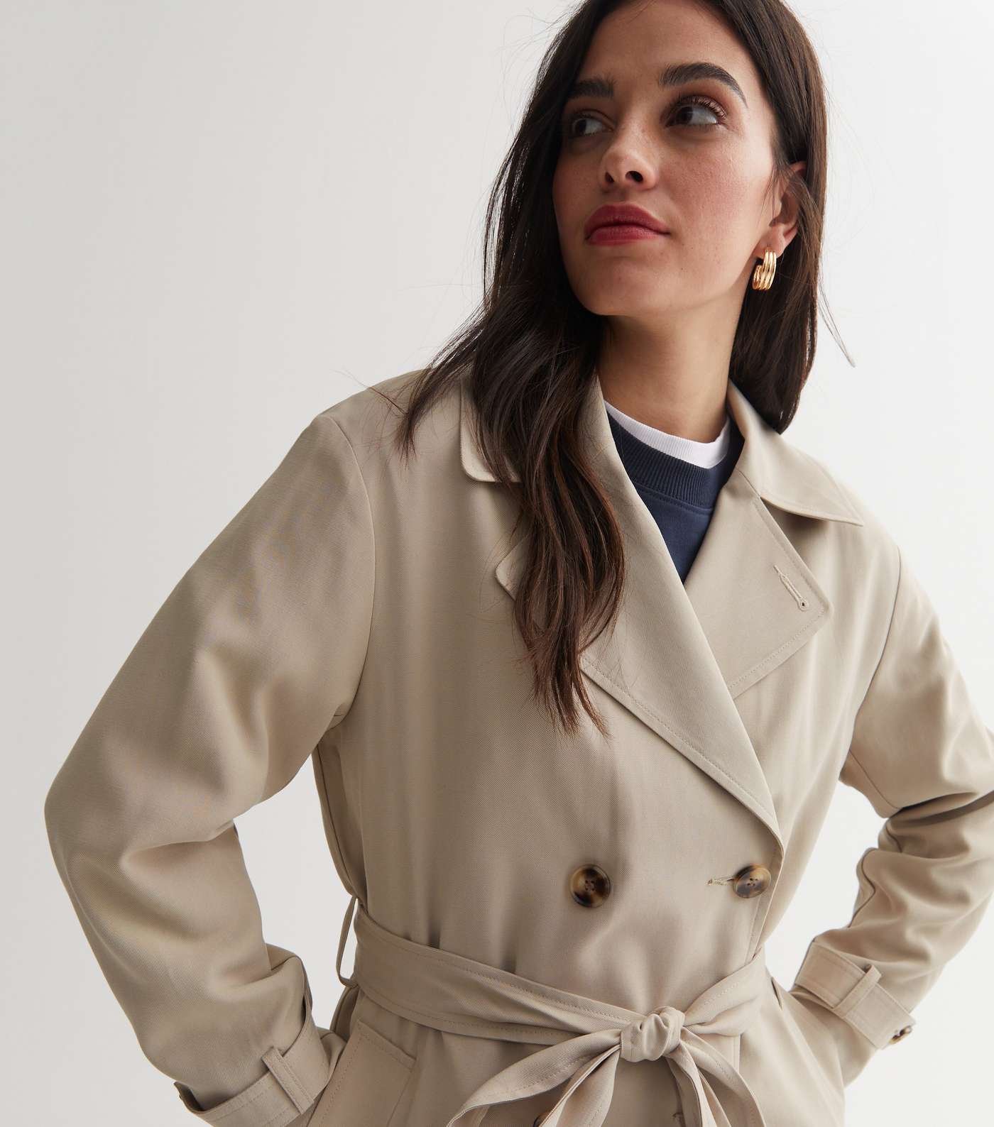 Stone Unlined Belted Trench Coat Image 2