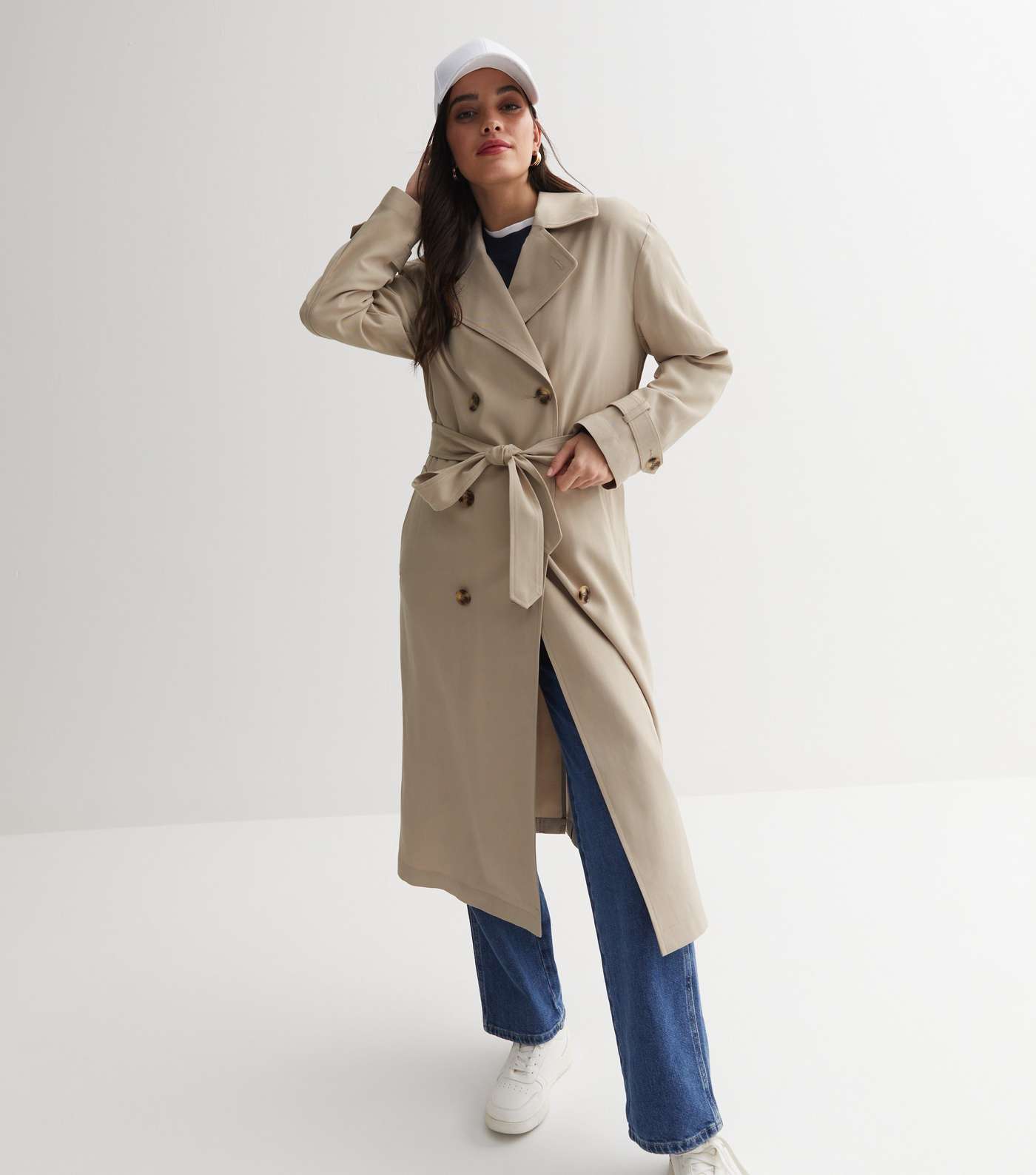 Stone Unlined Belted Trench Coat Image 4