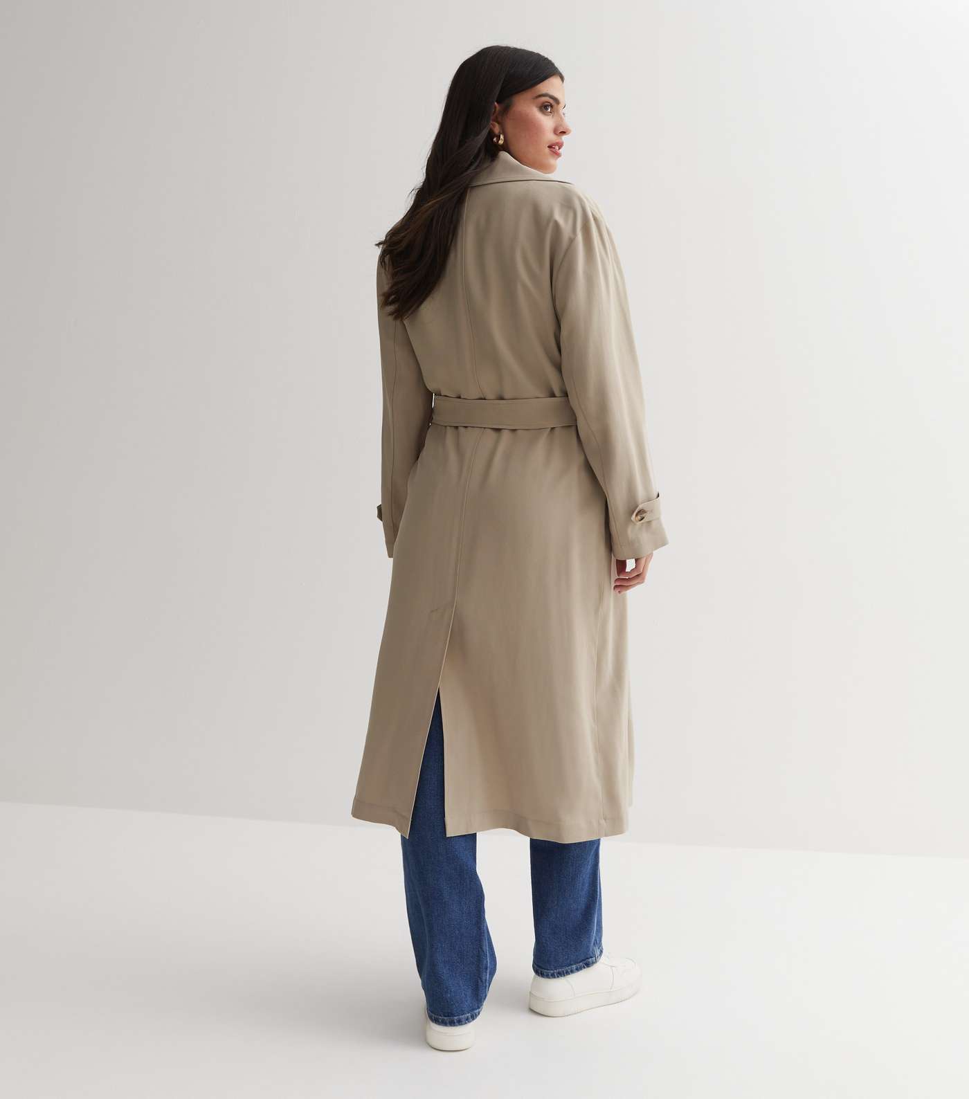 Stone Unlined Belted Trench Coat Image 6