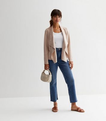 Cream Suedette Waterfall Jacket New Look