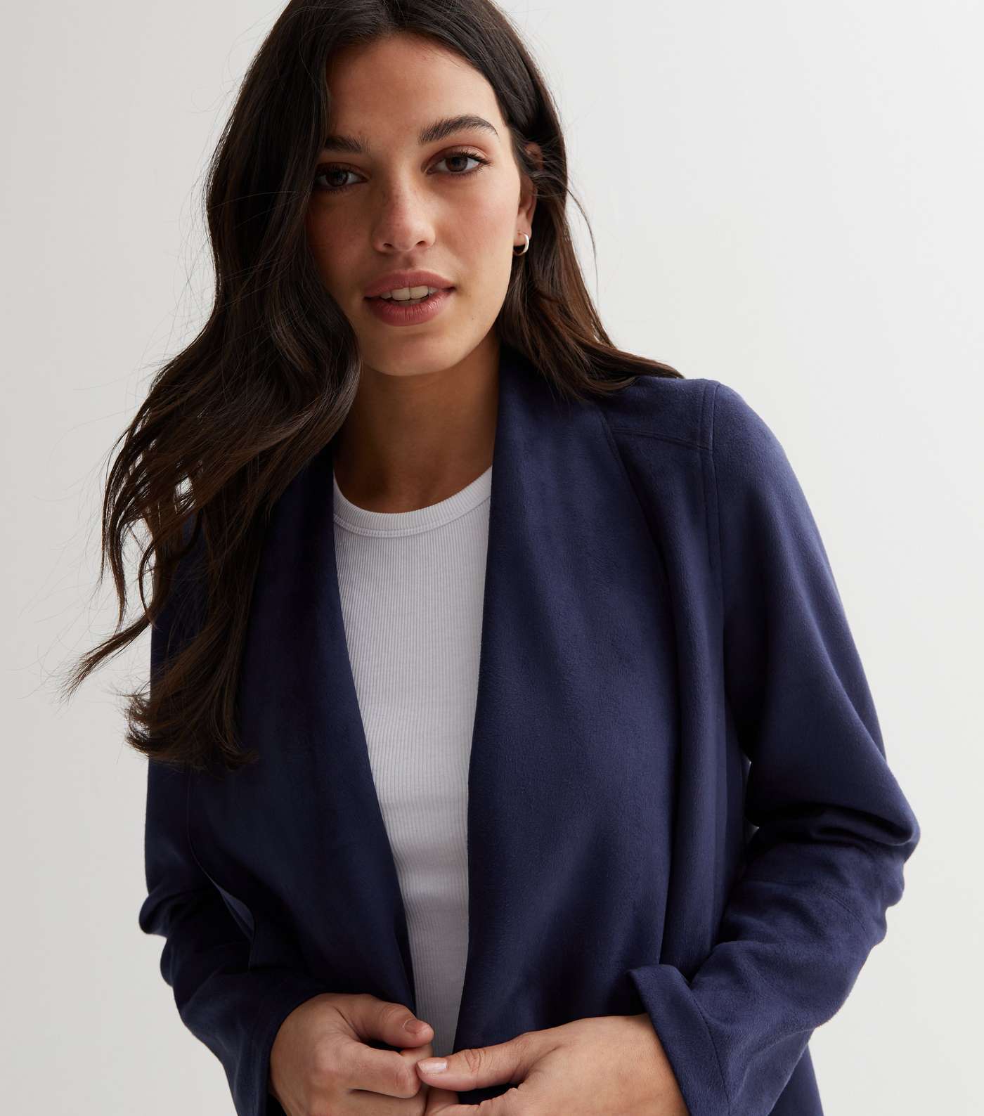 Navy Suedette Waterfall Jacket Image 2