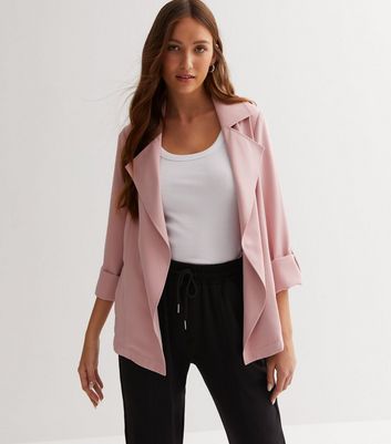 Pale Pink 3/4 Roll Sleeve Duster Jacket