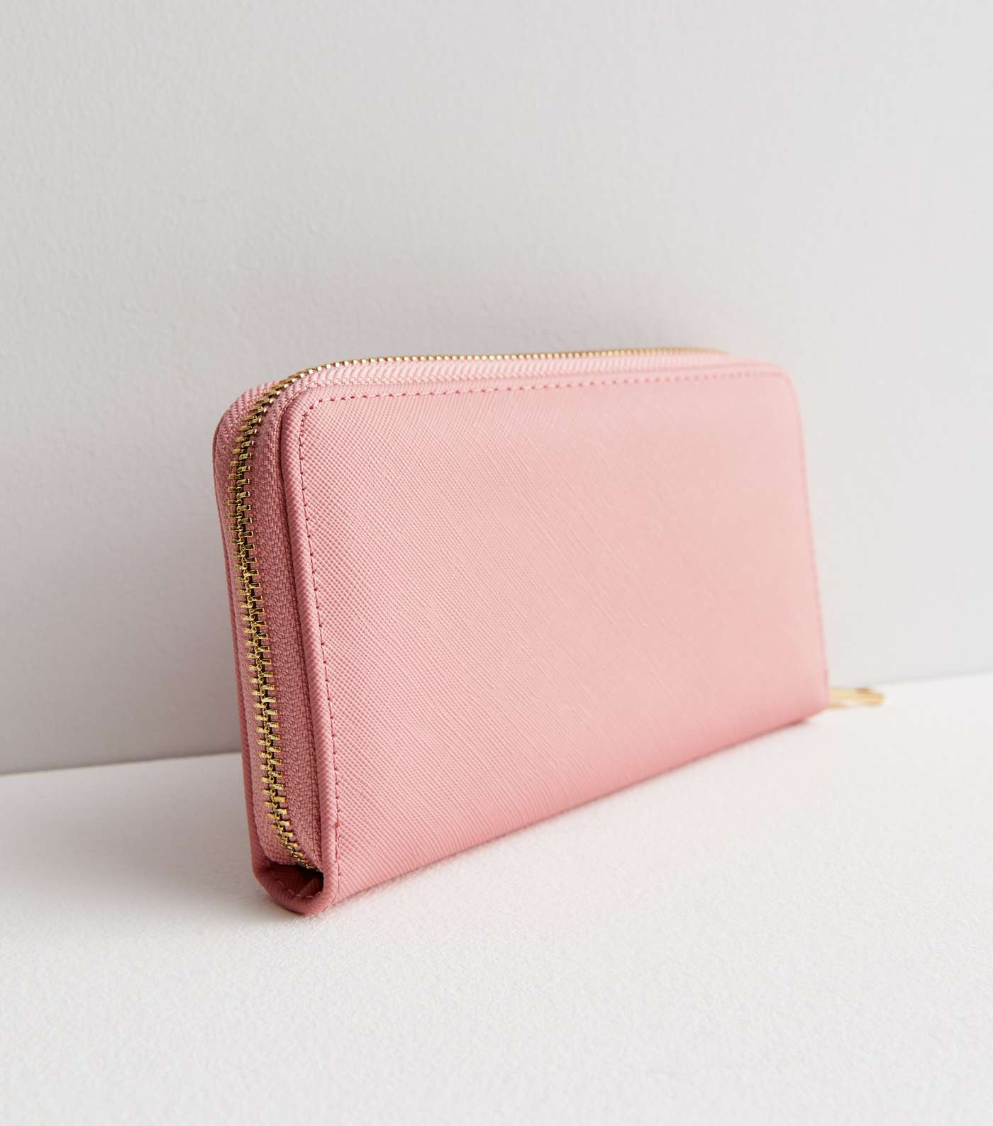 Pink Leather-Look Textured Large Zip Purse Image 2