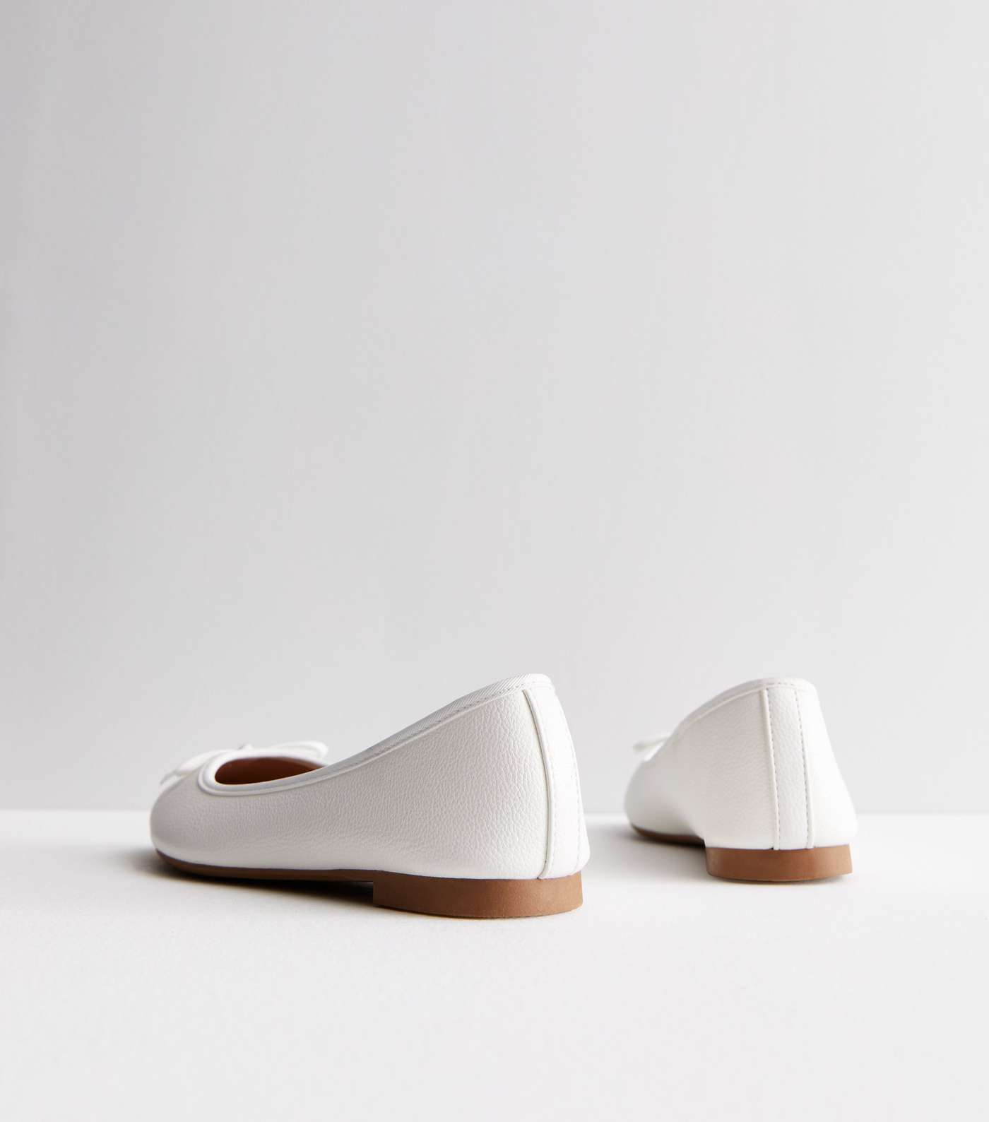 Wide Fit White Leather-Look Ballerina Pumps Image 5