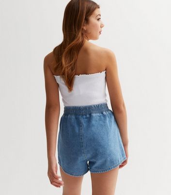 Denim elastic deals waist shorts