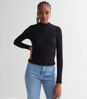 High neck black deals long sleeve