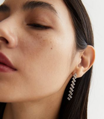 2 Pack Crystal Diamante Necklace and Tassel Earrings Set New Look