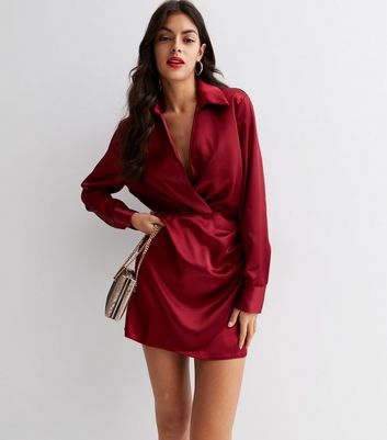 Red Satin Lace Up Mini Dress - Sira – Rebellious Fashion