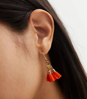 Orange 2025 earrings tassel