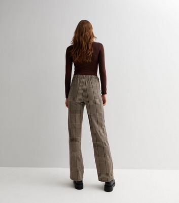 ONLY Black Check Jersey Wide Leg Trousers New Look