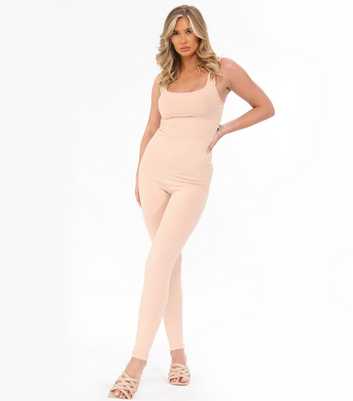JUSTYOUROUTFIT Stone Ribbed Jersey Double Strap Jumpsuit