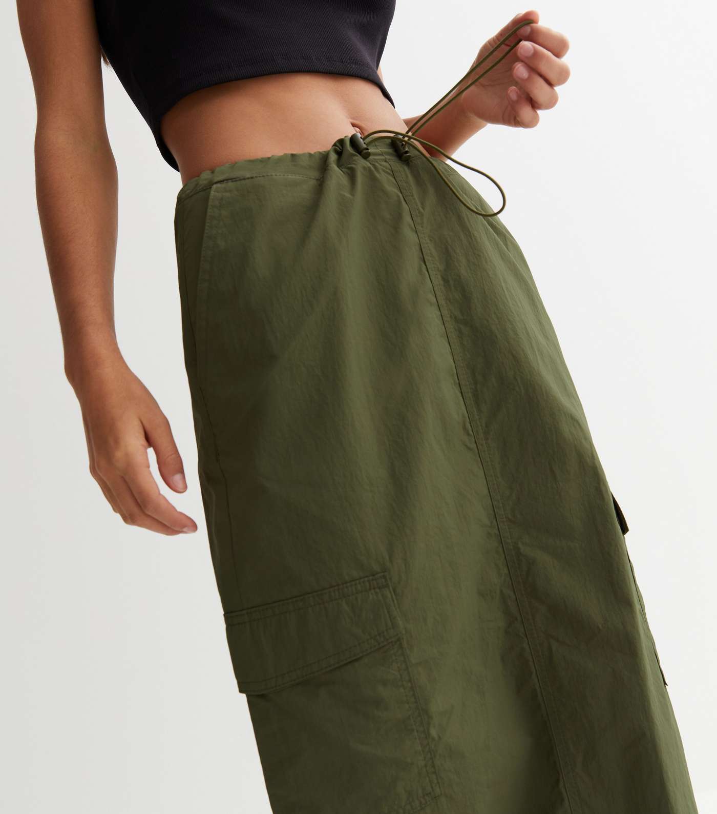 Khaki Parachute Midaxi Skirt Image 3