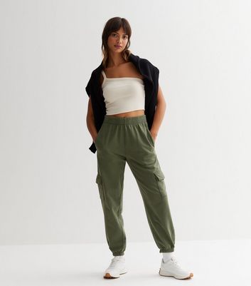 Khaki cargo clearance jogger pants womens