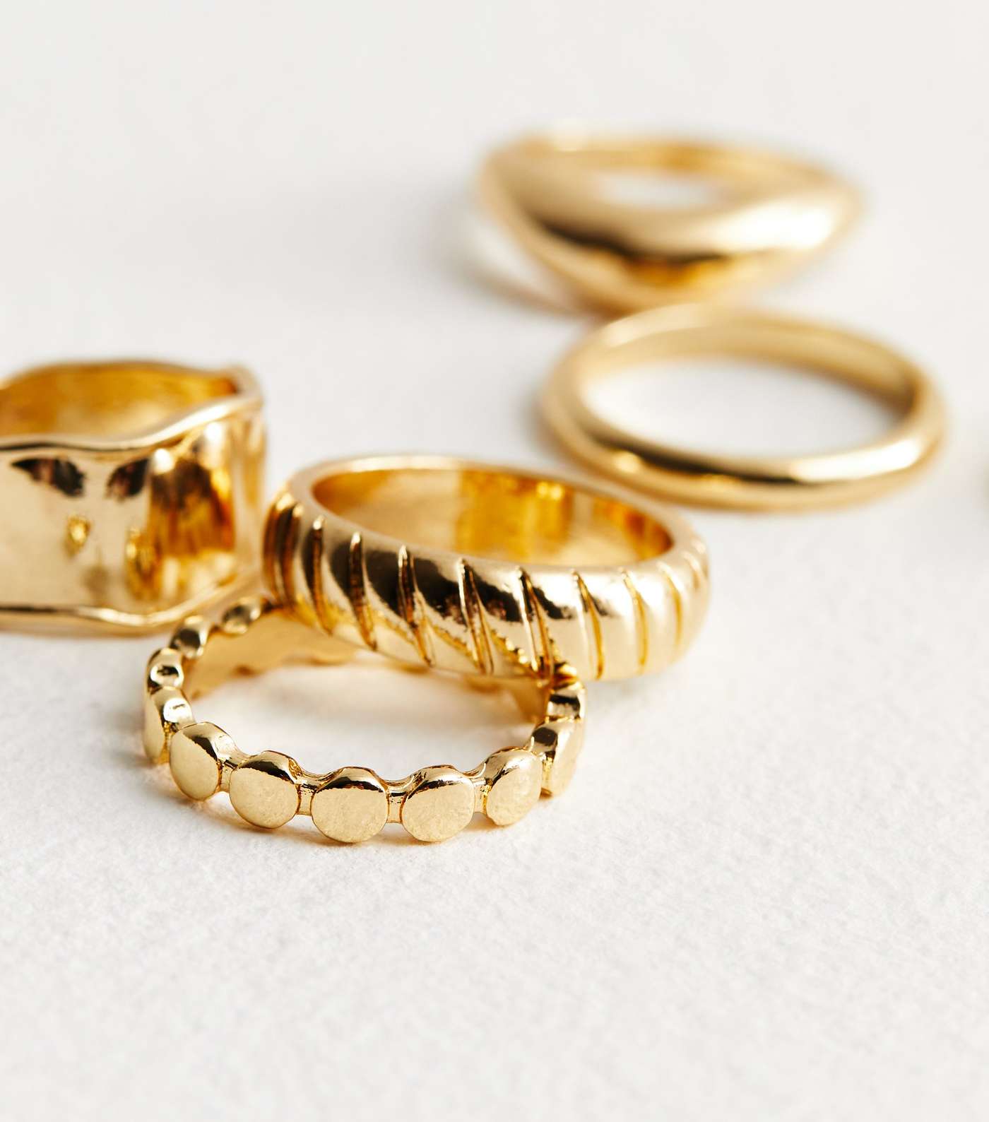 5 Pack Gold Mixed Chunky Rings Image 4