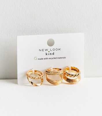 6 Pack Gold Chunky Twist and Chain Rings