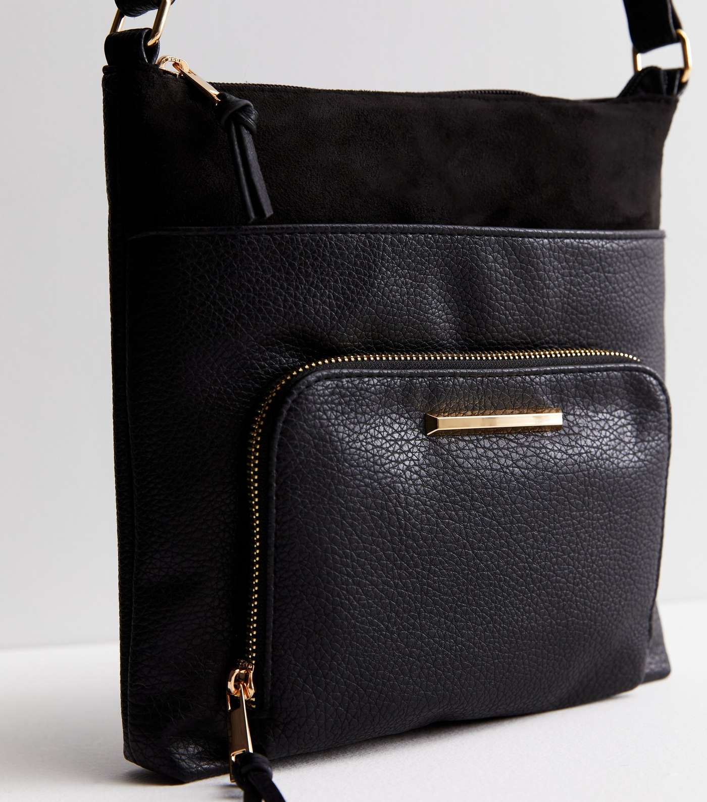 Black Leather-Look Cross Body Messenger Bag Image 3