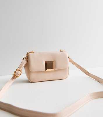 Cream Leather-Look Puffer Cross Body Bag