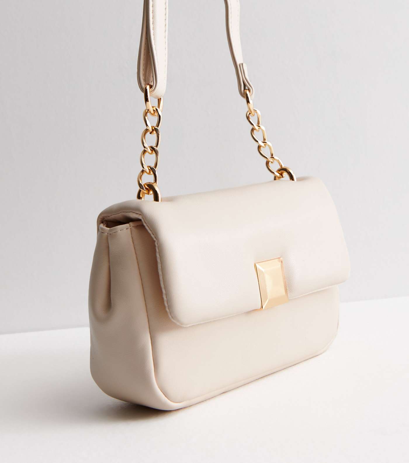 Cream Leather-Look Puffer Cross Body Bag Image 3
