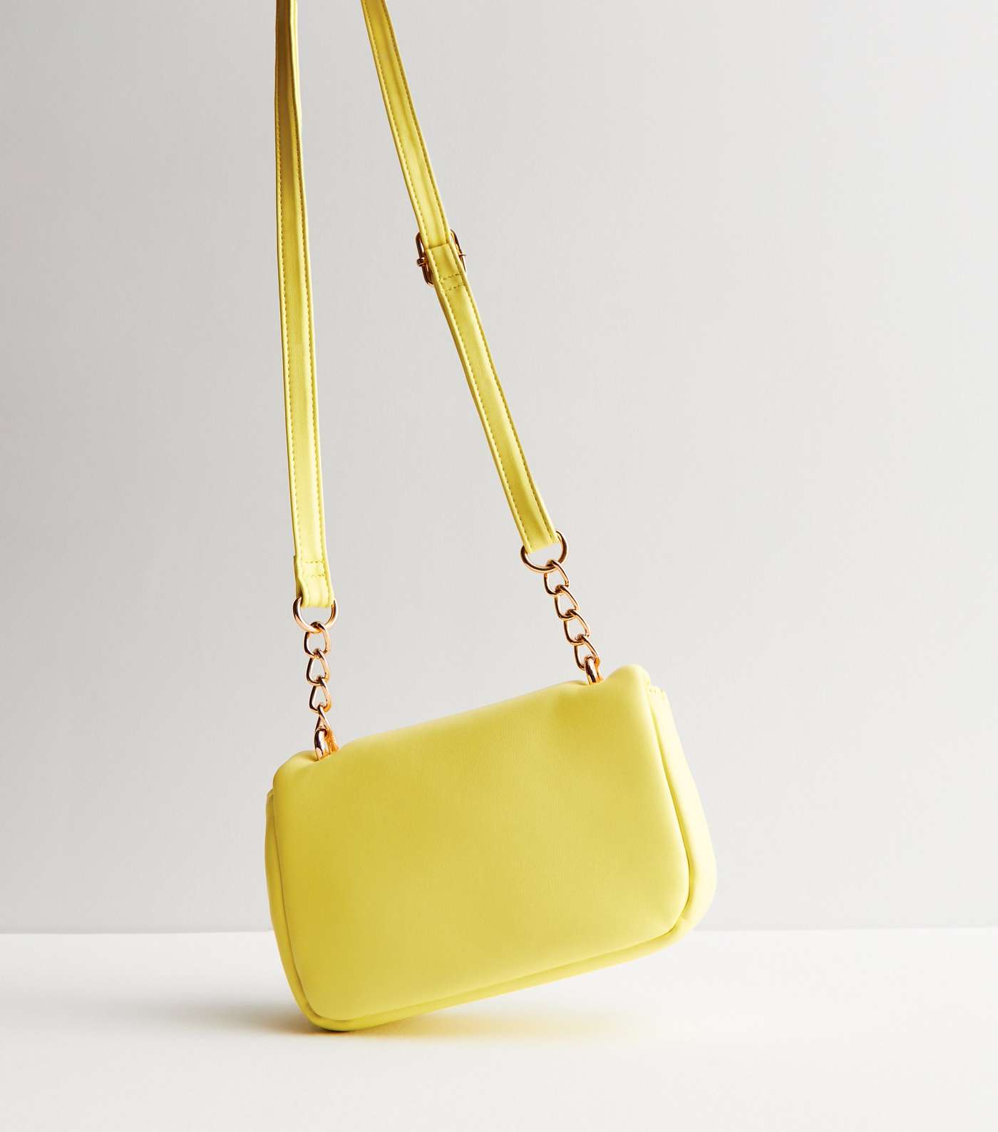 Yellow Leather-Look Puffer Cross Body Bag Image 4