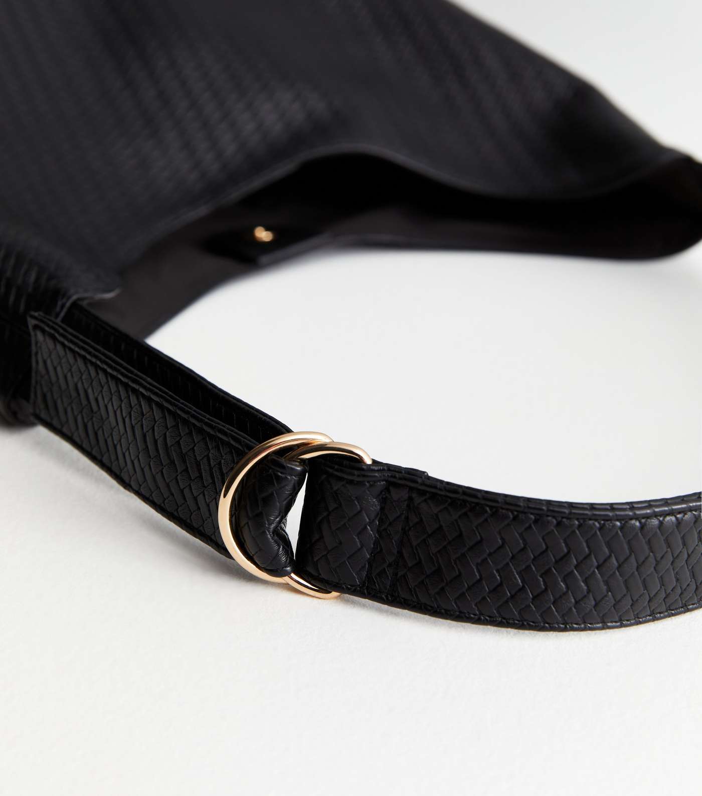 Black Woven Leather-Look Shoulder Bag Image 4