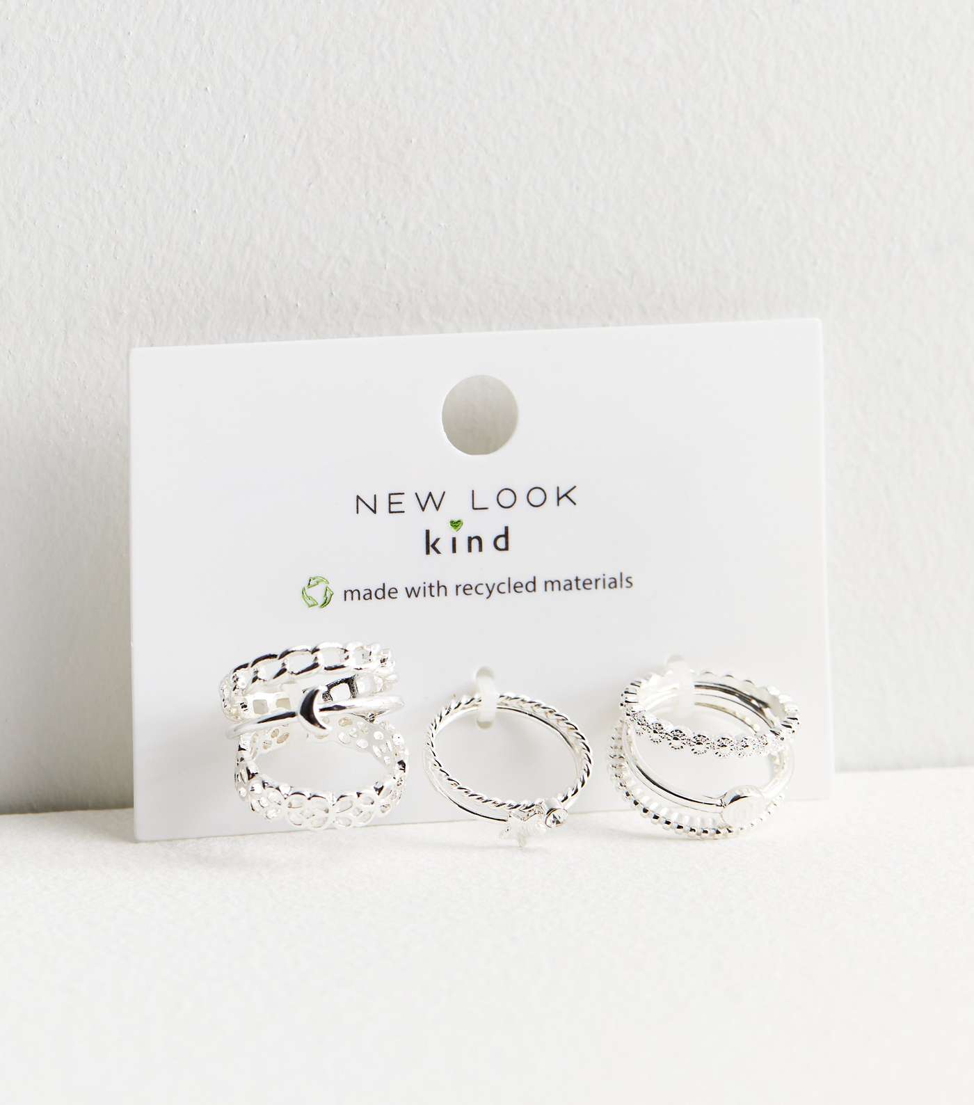 8 Pack Silver Moon and Star Stacking Rings
