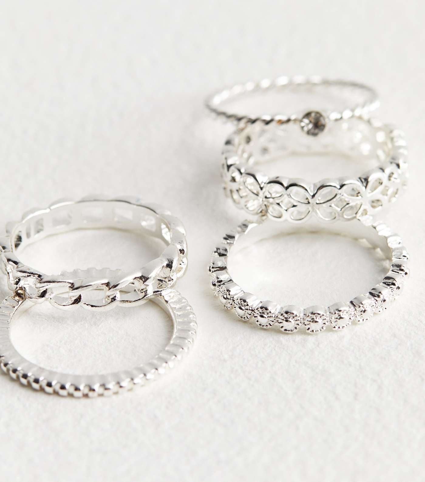 8 Pack Silver Moon and Star Stacking Rings Image 5