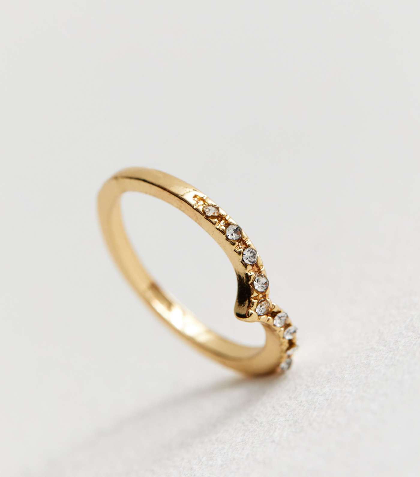 Gold Diamante Wishbone Ring Image 2