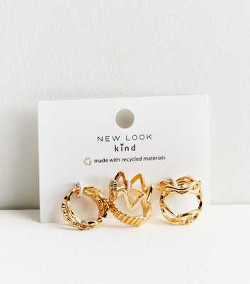 8 Pack Gold Squiggle Rings