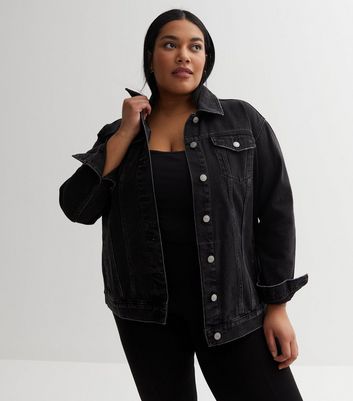 Veste en jean noir best sale femme oversize