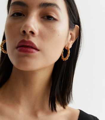 Gold Chunky Twist Hoop Earrings