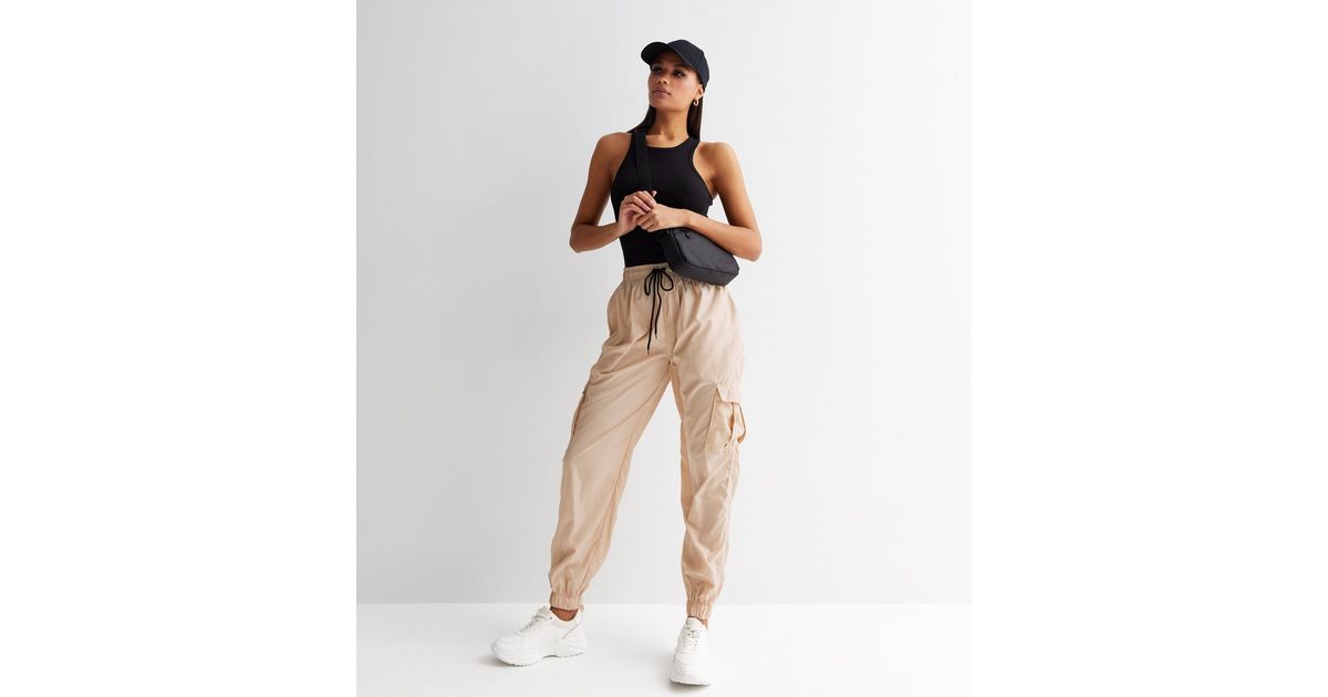 Cameo Rose Khaki High Waist Cuffed Cargo Joggers