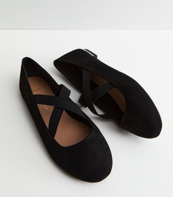 Wide fit clearance black ballet pumps