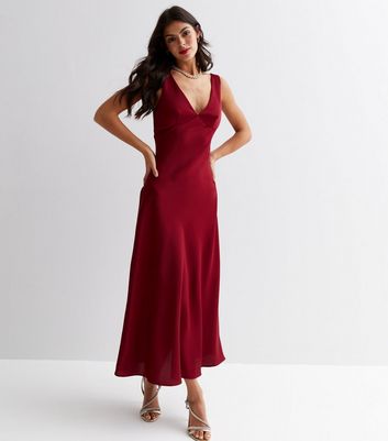 Slip satin hot sale midi dress