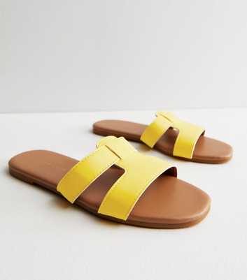 Yellow Leather-Look Sliders