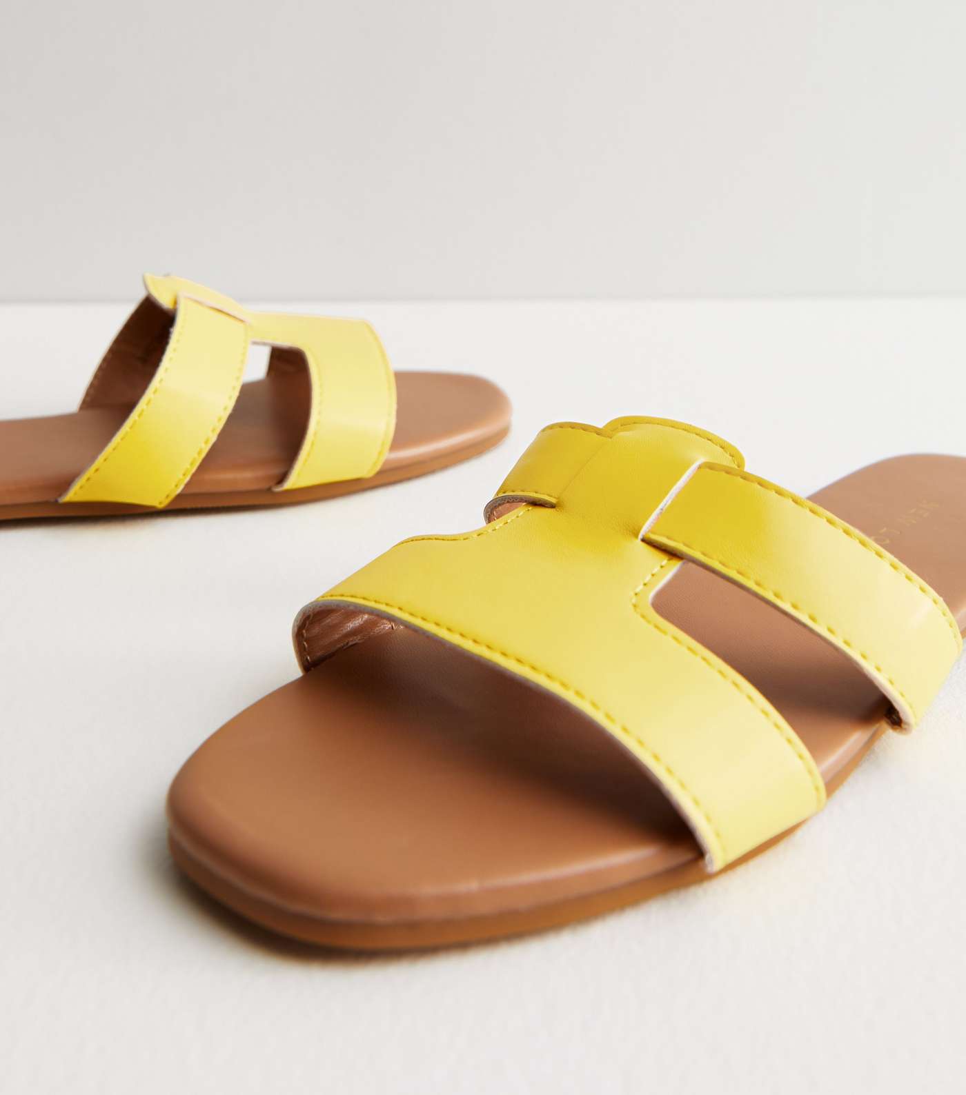 Yellow Leather-Look Sliders Image 4